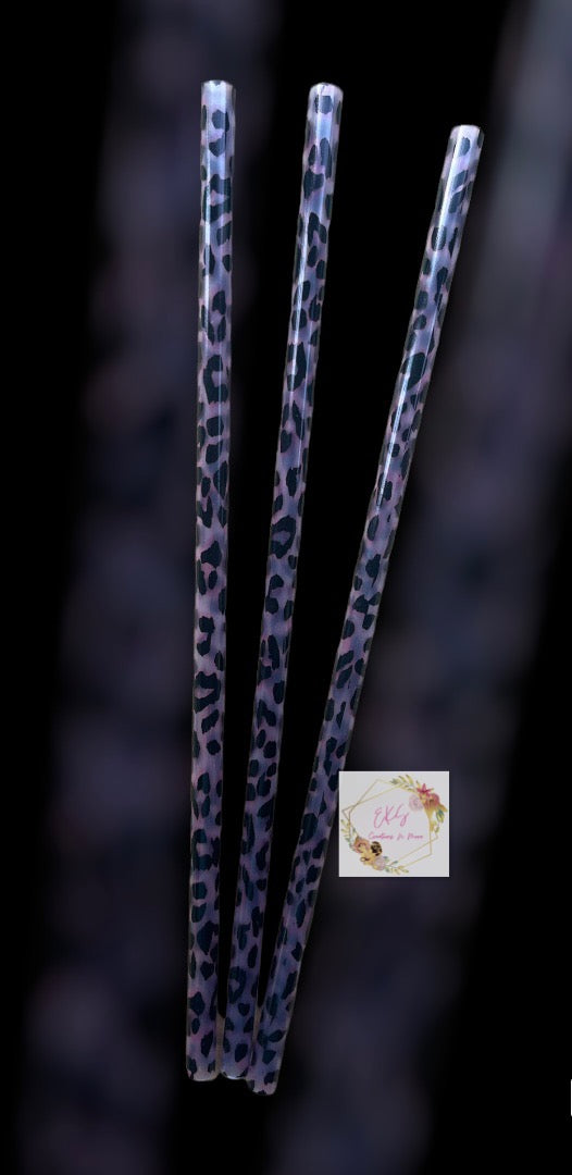 Purple leopard straw